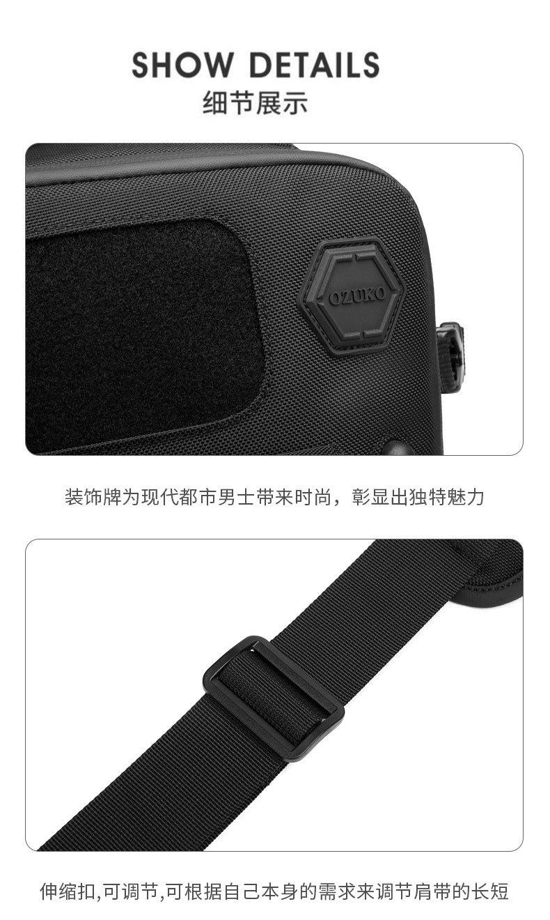 OZUKO Tactical Chest Bag Men's Waterproof Crossbody Bag Outdoor Sports Small Backpack Trendy Shoulder Portable Men's Bag