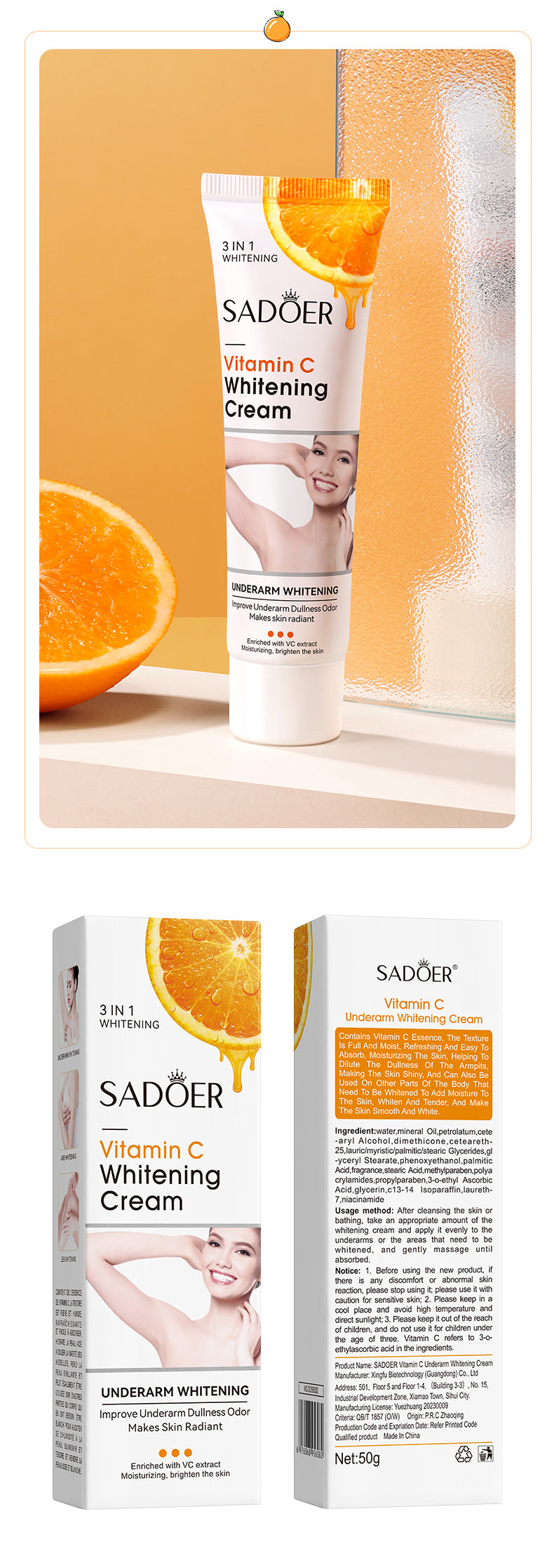 VC Armpit Whitening Cream SADOER Dimension C Even Skin Tone Body Cream  Foreign Trade Wholesale