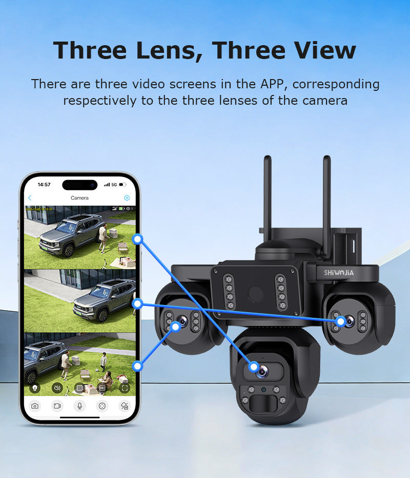 New Product AOV Low Power Consumption Trinocular Solar Camera9MP High Definition Full Color4G Solar Monitoring