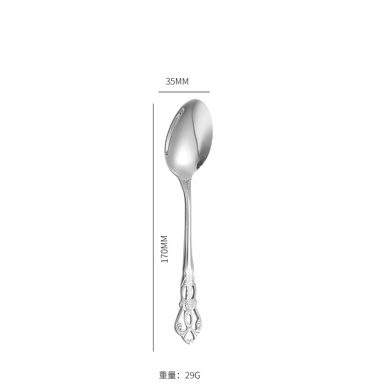 Stainless Steel Cutlery Restaurant Royal Court Knife Fork Spoon Set Hotel Western Cuisine European Retro Relief Steak Knife Fork