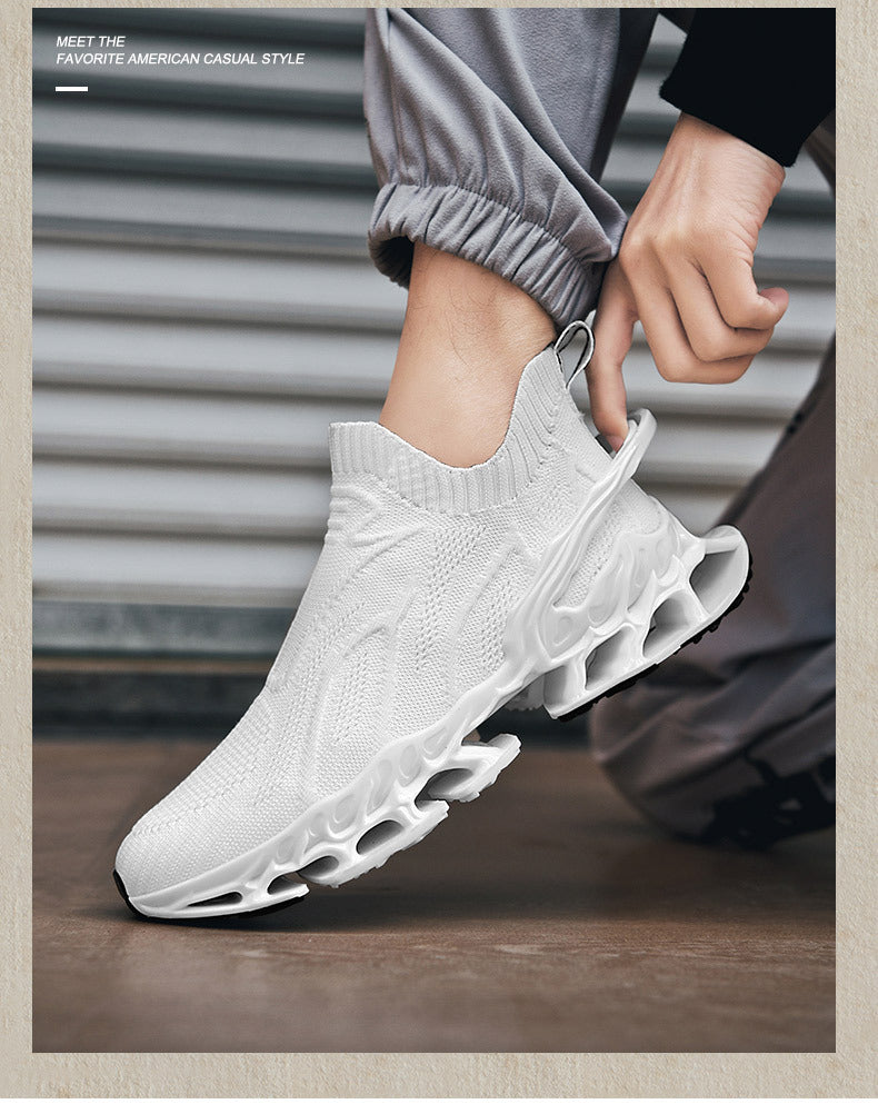 Summer Breathable Mesh Large Size Men's Shoes Trendy Mesh Shoes Men's Blade Running Shoes Sports Height-Increasing Flyknit Socks Trendy Shoes