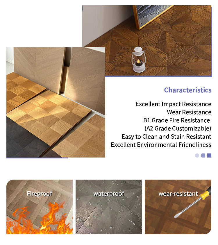 ENF&B1 Certified Luxury Versailles Palace Style Solid Wood Engineered Manchurian Ash Art Parquet Flooring Outdoor Park Use