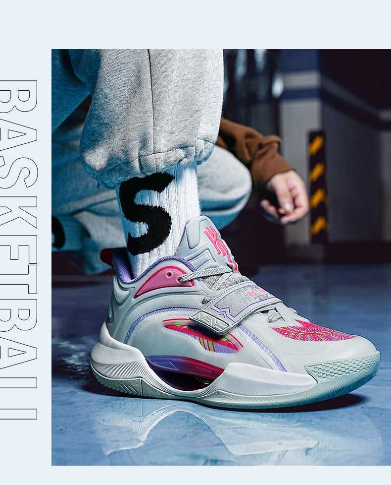 Summer Trendy Fashion Breathable Comfortable Sports Men's Shoes Youth High Elastic Practical Wear-resistant Rubber Sole Basketball Shoes