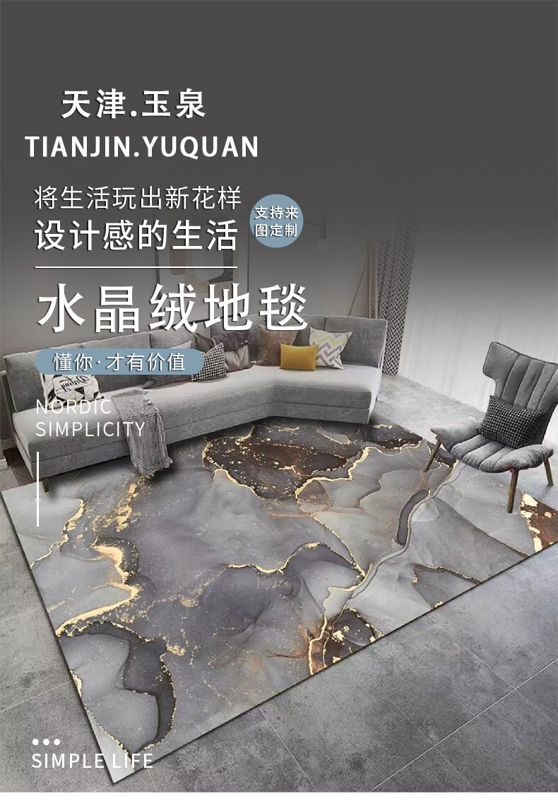 Crystal Velvet Carpet Light Luxury Home Bedroom Non-Slip Wear-Resistant Bedside Blanket Living Room Dirty-Resistant Easy to Care Sofa Coffee Table Blanket