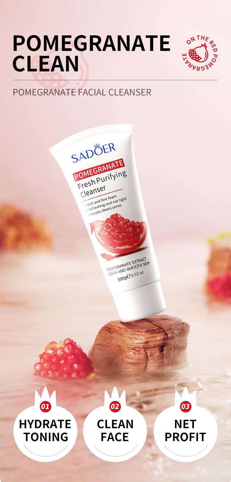 Red Pomegranate Skincare Set SADOER Hydrating Moisturizing Cleansing Nourishing  Wholesale