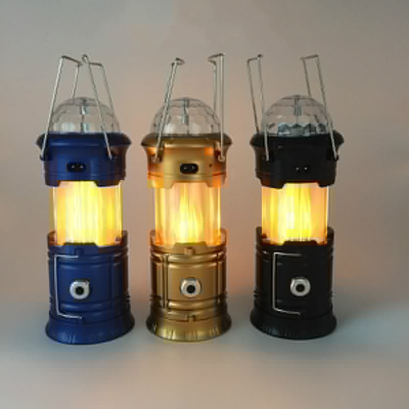 Multifunctional Solar Colorful Flame Lamp Camping Light Camping lamp Household power outage emergency lighting lamp night light