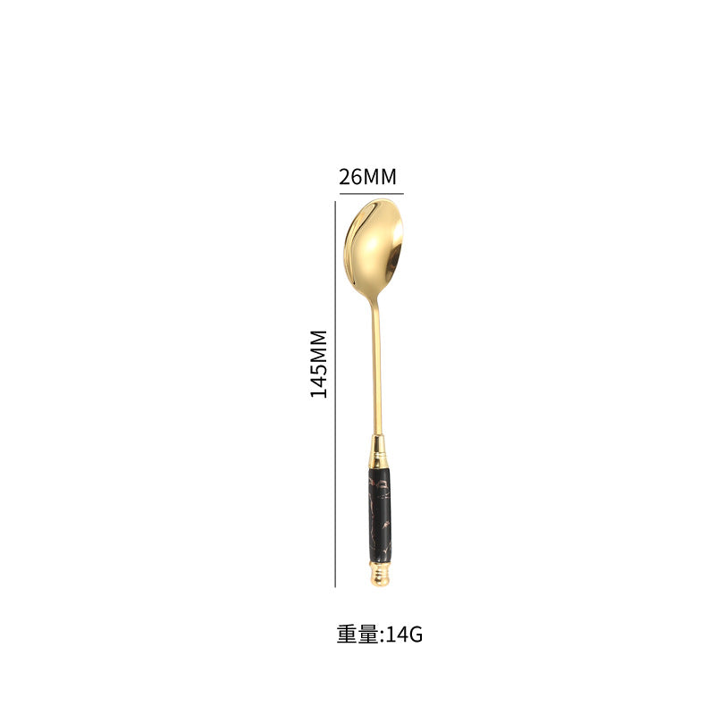Stainless Steel Cutlery Restaurant Western Steak Knife Fork Imitation Marble Pattern Ceramic Handle Knife Fork Spoon Tea Spoon Tea Fork Set
