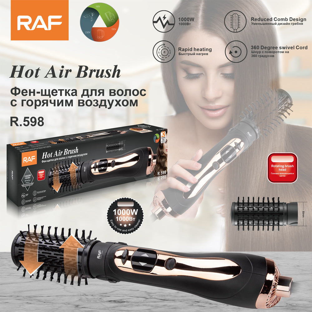 RAF EU Standard 2-in-1 Hot Air Brush Automatic Curling Iron Electric Hair Dryer Curling and Straightening Dual-use Hair Styling Tool
