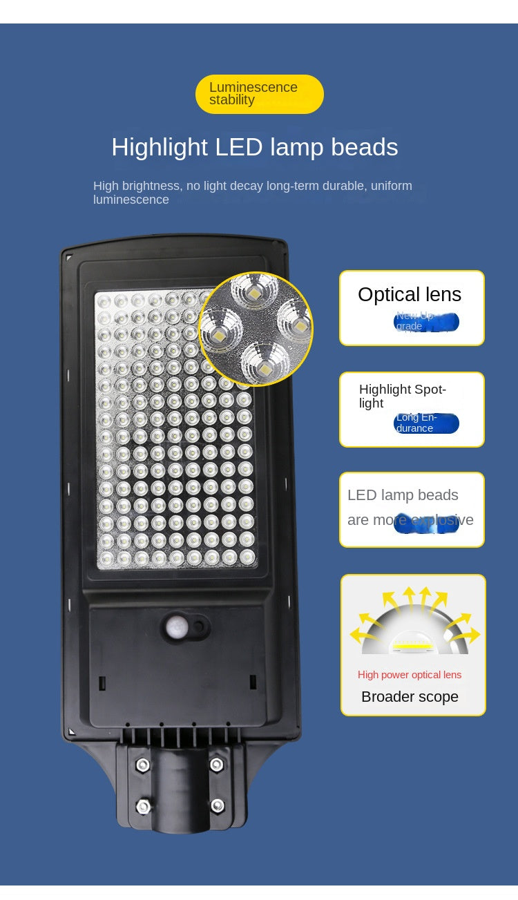 Wholesale Integrated LED Solar Street Light Human Induction New Rural Household Outdoor Garden Lamp ABS Body IP65 for Road