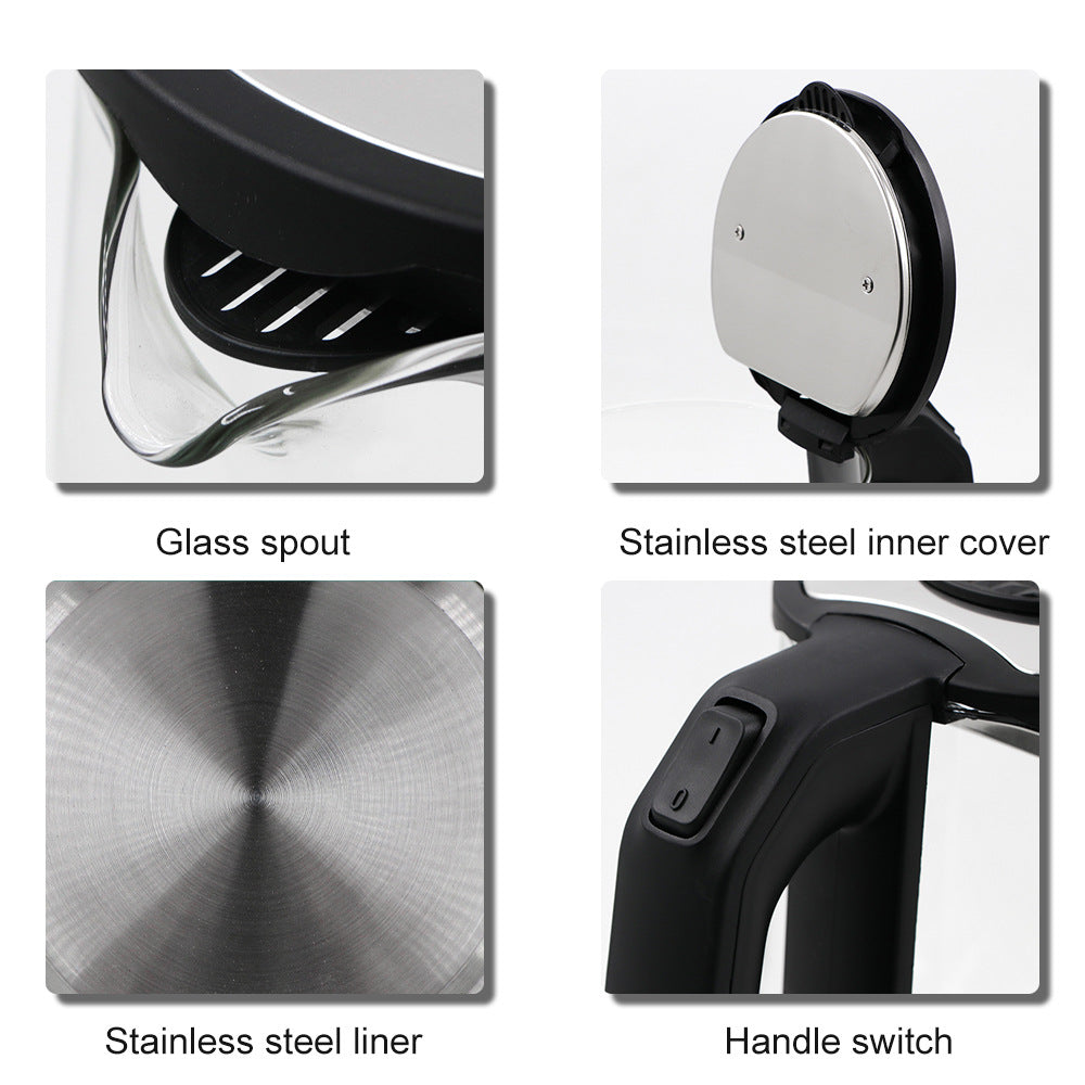 European Standard Household High Borosilicate Glass Electric Kettle Blue Light Steam Electric Tea Kettle Health Kettle Multifunctional Tea Maker