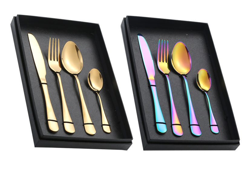 1010Stainless Steel Cutlery Western Knife Fork Spoon Set Western Restaurant Steak Knife Fork Four-Piece Gift Box