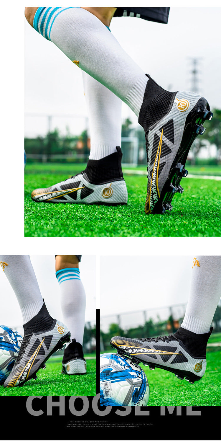 World Cup Football Shoes Men's High Top Long Spike Lawn Broken Spike Youth Student Competition Training Shoes