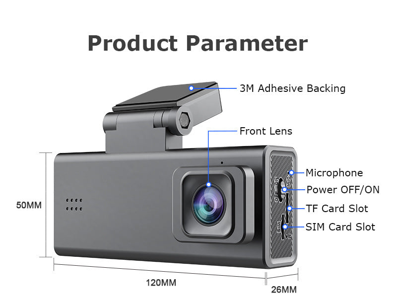 Factory Private Model600Wan Gaoqing4G Double Lens GPS Positioning Vehicle Parking Monitoring Camera Recorder