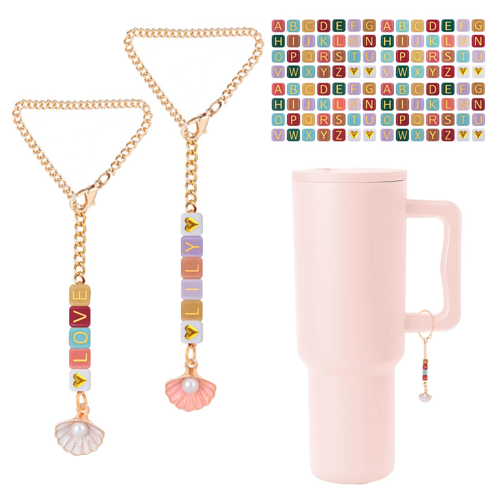 New Couple Bracelet Jewelry Chain diy Acrylic Colorful Heart Letter Cup Chain Accessory
