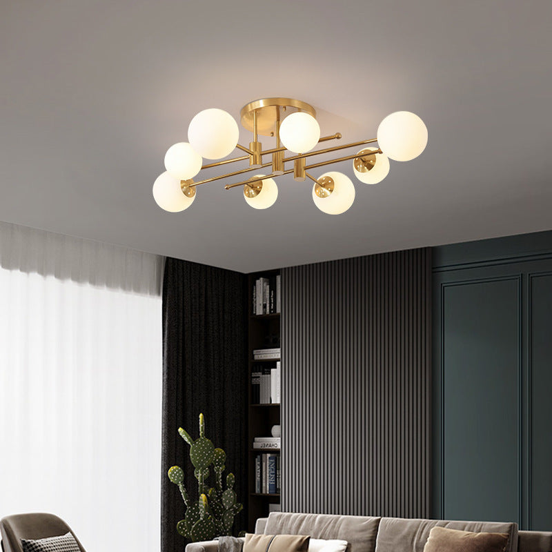 All-Copper Ceiling Light Nordic Creative Lighting Living Room Light Master Bedroom Ceiling Light Post-Modern Minimalist Dining Room Light