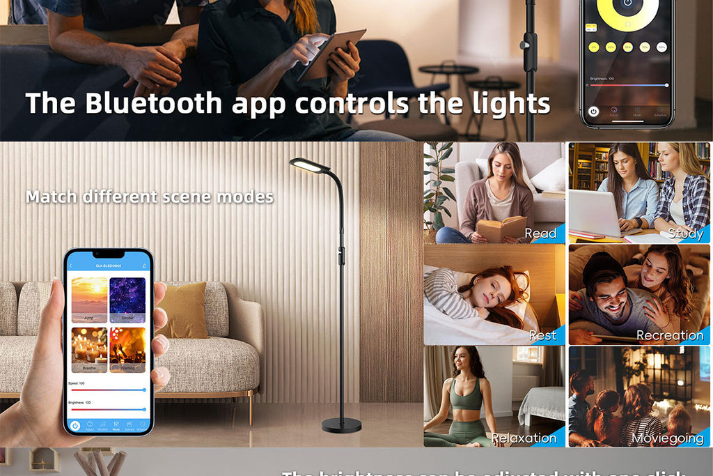 led Reading Lamp Sofa Floor Lamp Bluetooth Floor Lamp Eye Protection Reading Lamp Bedside Floor Lamp Three Color Temperature Adjustable