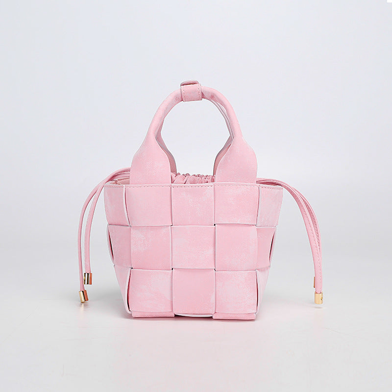 New Chinese Style Handmade Bucket Bag Woven Design Basket Handbag New Mini Crossbody Bag for Women