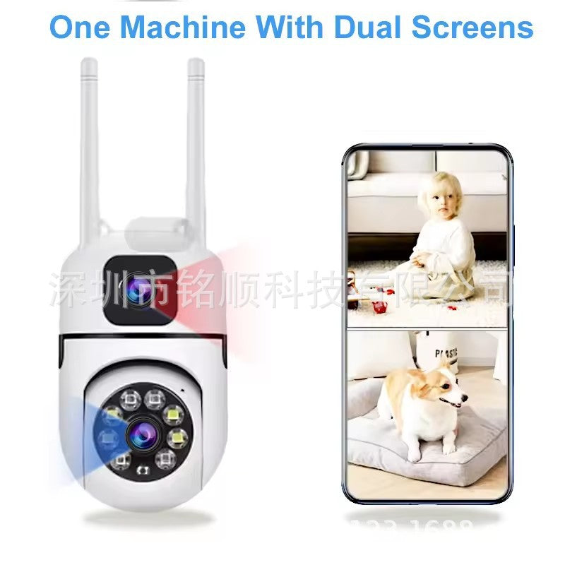 Indoor and Outdoor Surveillance Camera Dual Lens Dome Camera Dual Antenna Bracket Wireless Dual Screen Dual Lens Infrared