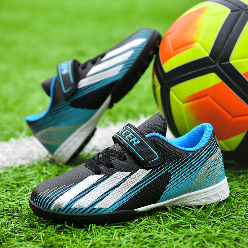 New football shoes for men and women with Velcro for children TF Broken Nail Style Youth Student Grassland Flat Training Shoes