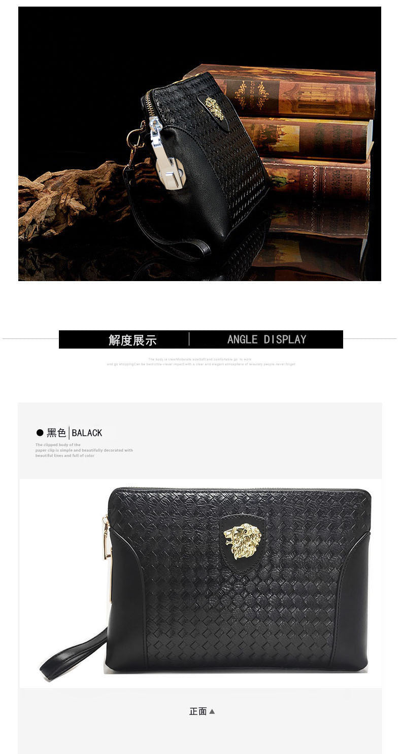 Men's Genuine Leather Handbag with Fingerprint Unlock, Clutch Bag with Password Lock, Business Fashion Portable Clutch