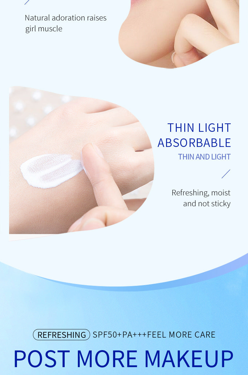 Sunscreen SADOER Protective Isolation SPF50+ Lightweight, Moisturizing, Clear Cross-Border Wholesale