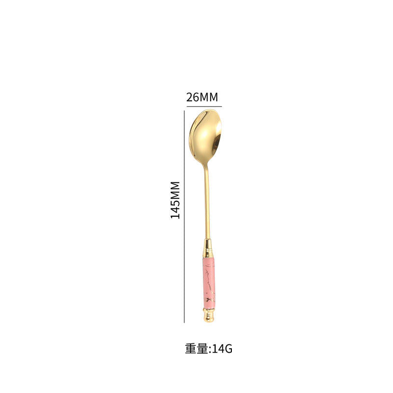 Stainless Steel Cutlery Restaurant Western Steak Knife Fork Imitation Marble Pattern Ceramic Handle Knife Fork Spoon Tea Spoon Tea Fork Set