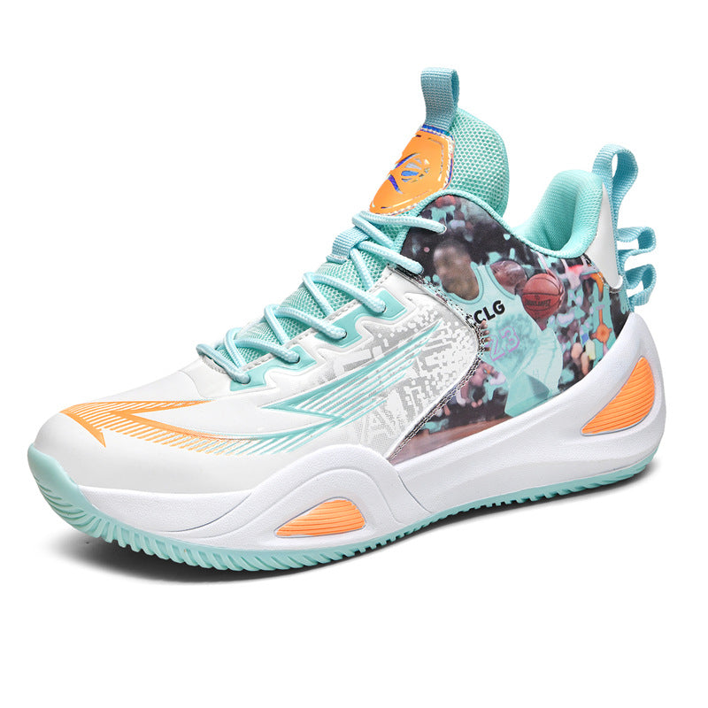 New Trendy Fashion Men's Youth Student Practical Basketball Boots Outdoor Sports Letter Non-Slip Basketball Shoes