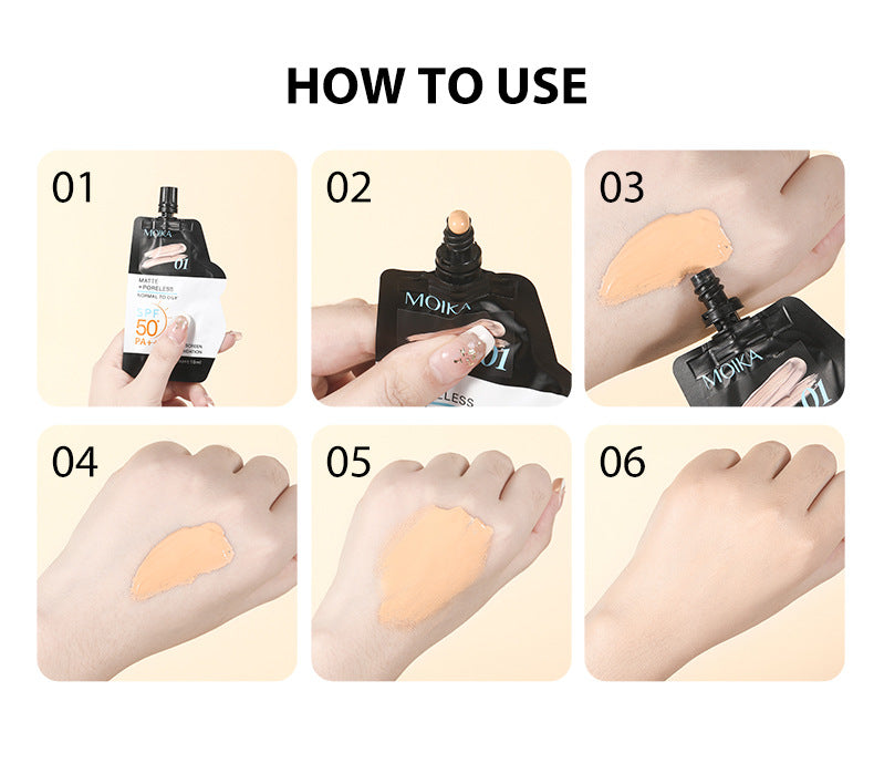 Full Moisture Sunscreen Foundation Oil Control Non-Cakey Concealer Primer for Dry Skin Non-Caking