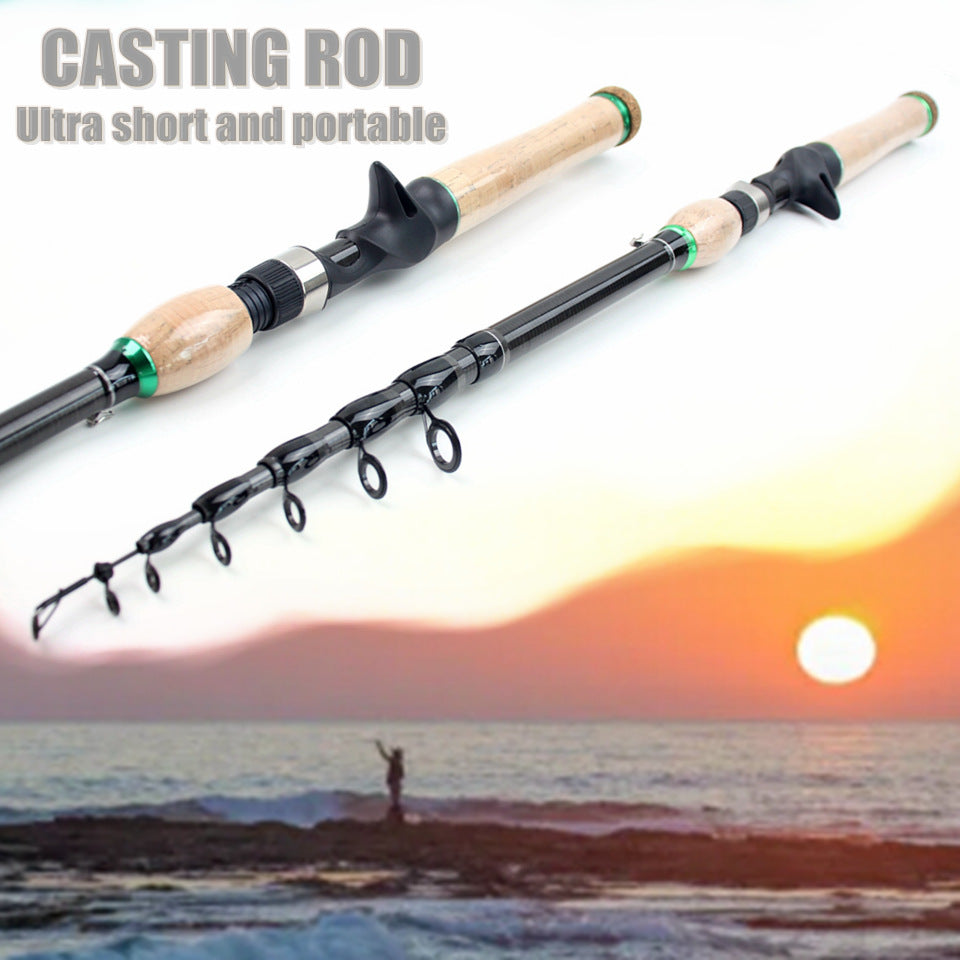 Carbon Fiber Telescopic Lure Rod with Extended Cork Handle, Ultra-Hard European and American Style Popular Bass and Snakehead Fishing Rod