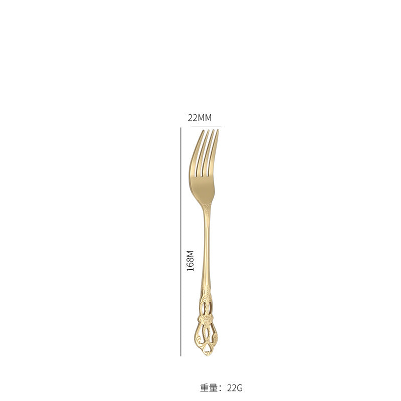 Stainless Steel Cutlery Restaurant Royal Court Knife Fork Spoon Set Hotel Western Cuisine European Retro Relief Steak Knife Fork
