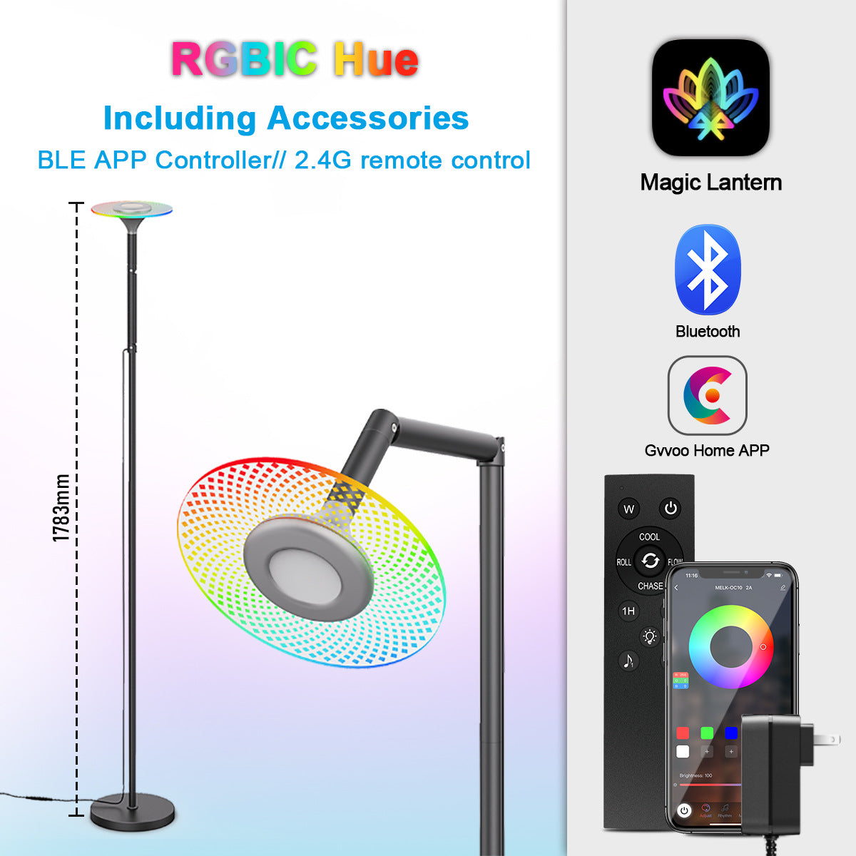 LED Floor Lamp Colorful Atmosphere Lamp Bluetooth Floor Lamp Ceiling Floor Lamp rgb Floor-standing Corner Lamp Ambient Light