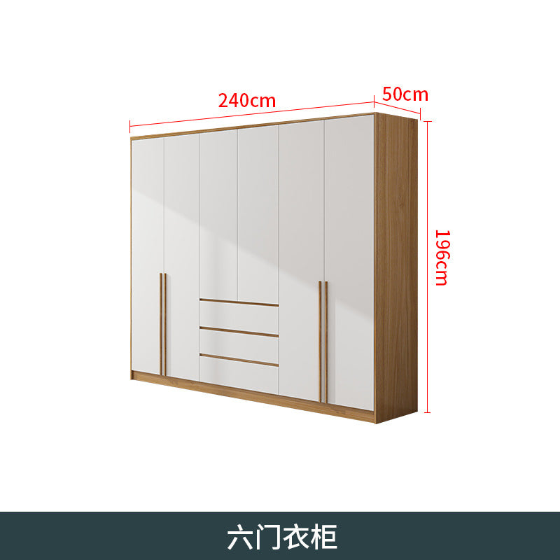 Natural Wood Color Cream Style Wardrobe with Flat Doors for Bedroom, Comes with Small Dressing Table, Freely Combinable Storage Cabinet