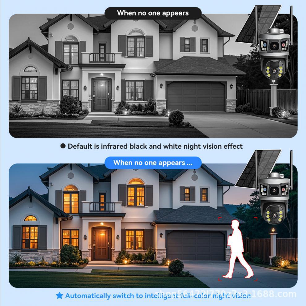 V380Solar Surveillance Camera Manufacturer Direct Sale Dual Lens Dual Screen Outdoor No Electricity No Network4G Monitor