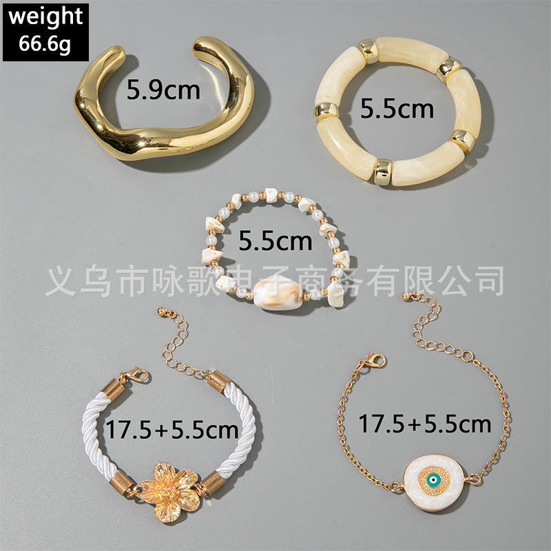 European and American Style Bracelet Bohemian Devil's Eye Bracelet Design Sense Inlaid Diamond Oil Drop Exaggerated Bracelet Set