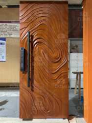 Solid Core Solid Wood White Oak Pivot Door Modern Exterior Villa Front Entry Door with Large-size Laminated Glass Side Window