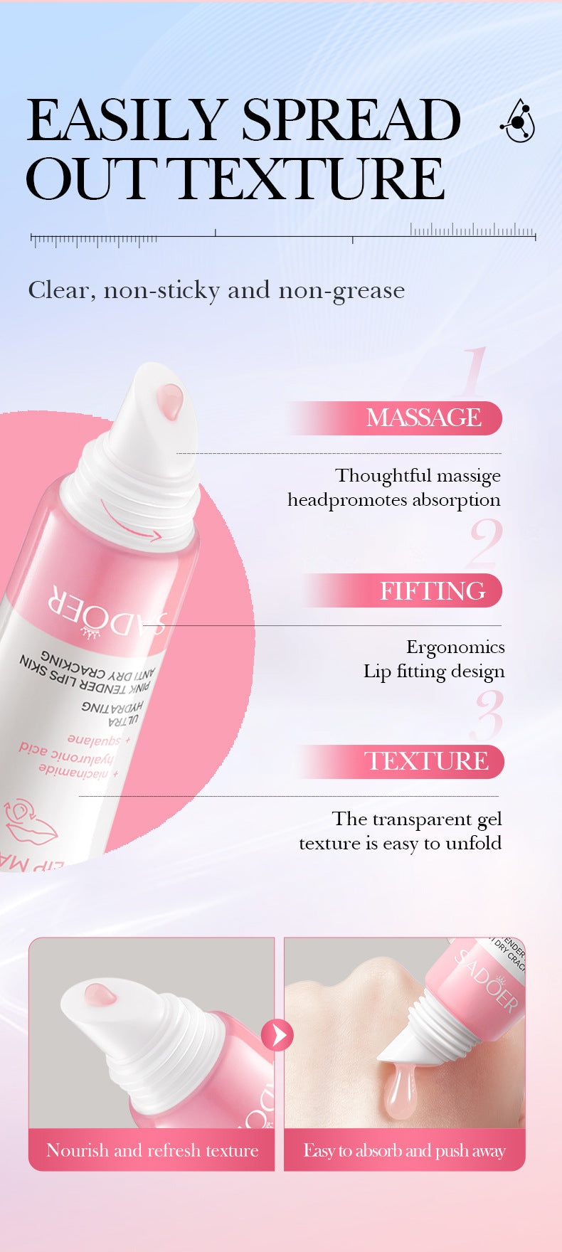 5Niacinamide Lip Mask SADOER Pink anti-chapped hydrating lip balm  wholesale