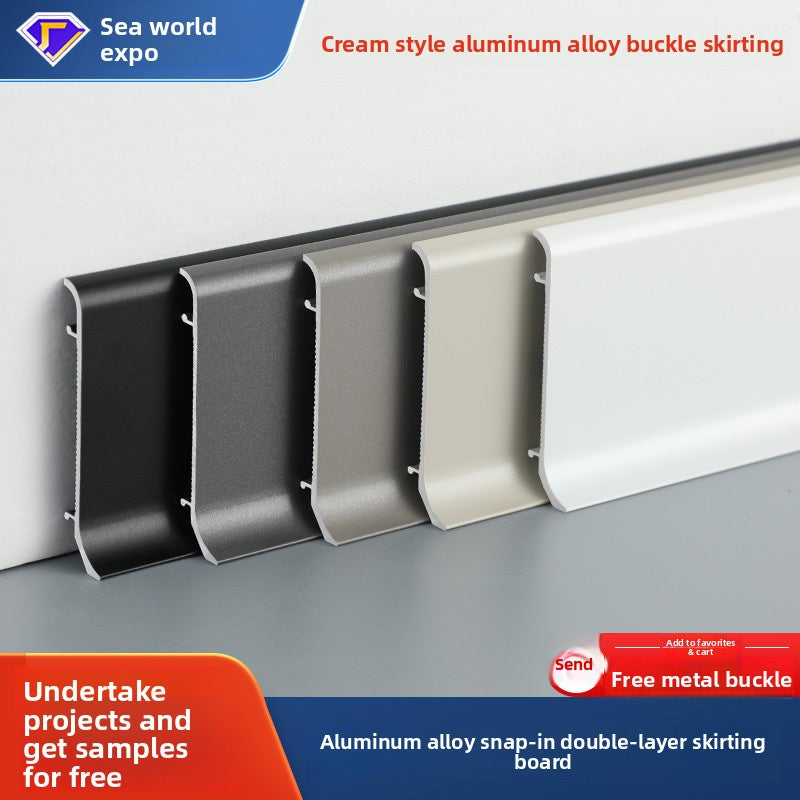Aluminum alloy skirting board, ultra-thin cream-style baseboard decorative line, curved light-luxury metal snap-on skirting board