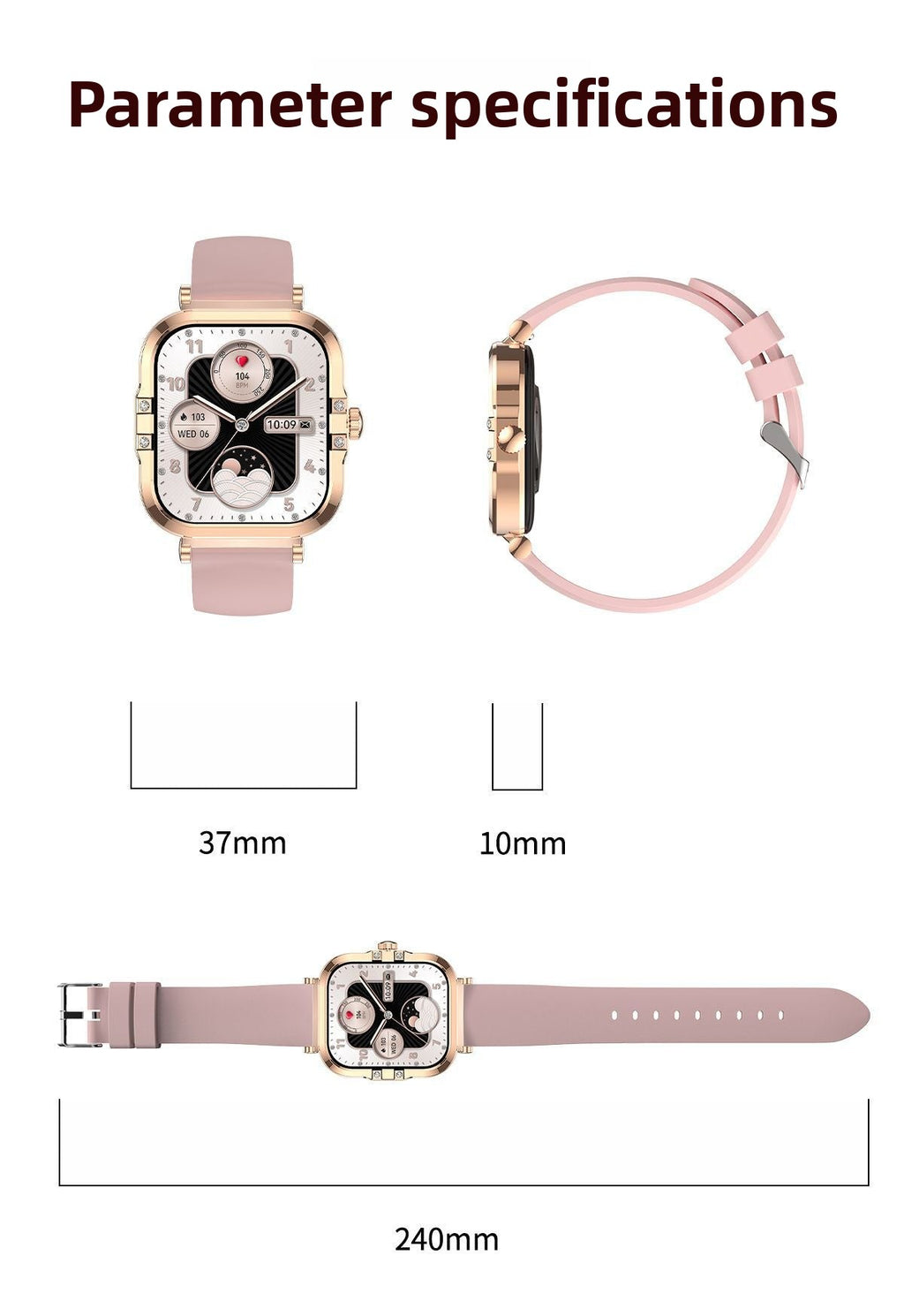 Smart Watch HK82Square AMOLED Screen Lady NFC Reminder sleep monitoring waterproof smart wearable