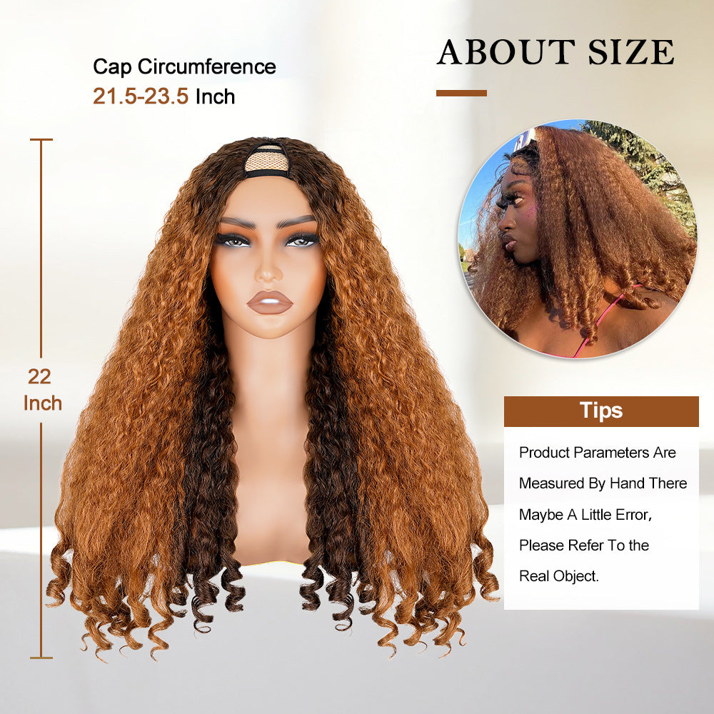 Ombre Brown V part Afro Wig with Different Color Cross-Border African Roll