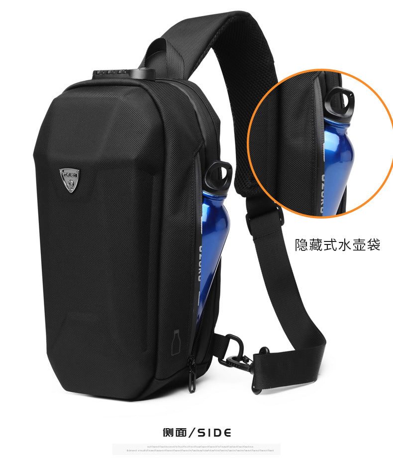 OZUKO Hard Shell Chest Bag Men's Crossbody Bag Anti-Theft Waterproof Cycling Outdoor Multi-Functional Sports Shoulder Bag