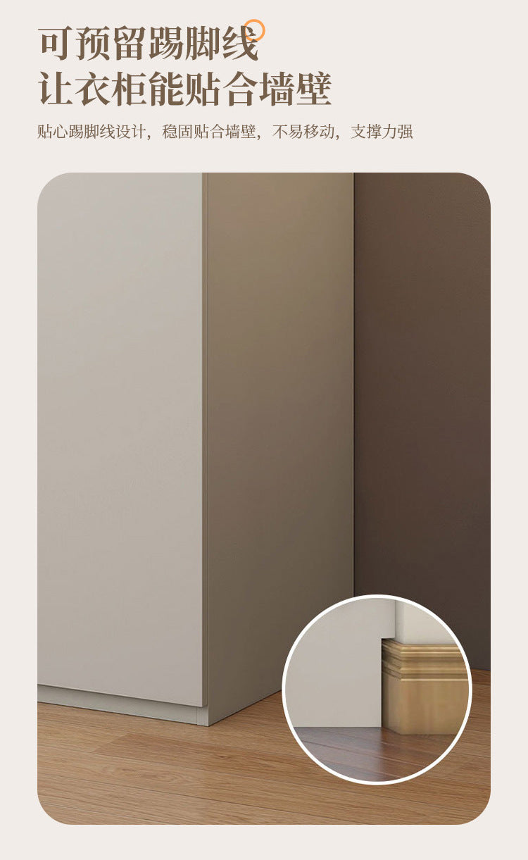 Cream Style Solid Wood Wardrobe Modern Simple Bedroom Storage Cabinet One Door to Ceiling Economical Small Apartment Home Large Wardrobe