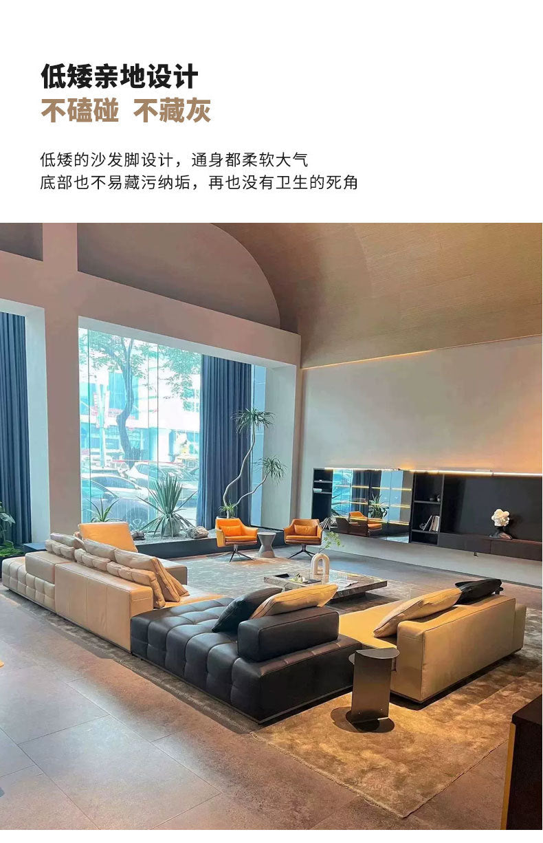 Lawrence Genuine Leather Sofa Italian Minimalist Style for Small and Large Apartments, Villas, and Clients, Corner Sofa, Modern Straight Row Leather Sofa Shipping and tax not included