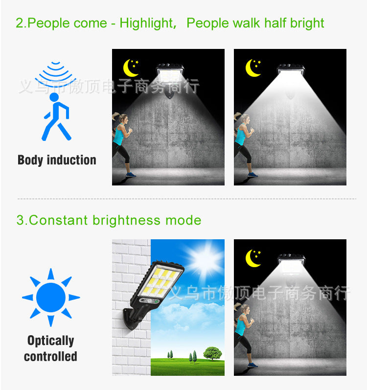 Outdoor Solar Street Light New Human Body Sensing Garden Light with Remote Control LED Wall Lamp Waterproof Garden Light