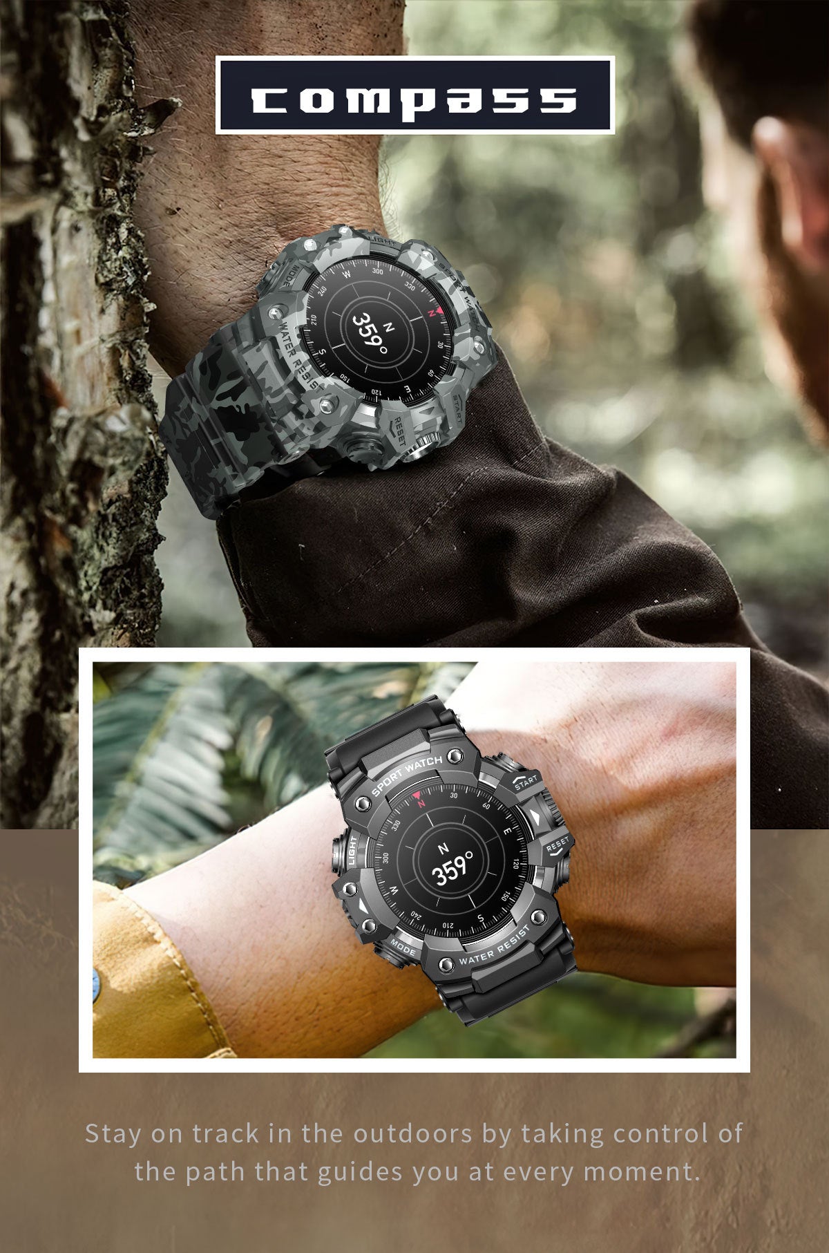 LC21Smart Watch Bluetooth Call True Heart Rate Step Sleep Compass Deep Waterproof Mechanical Style Sports