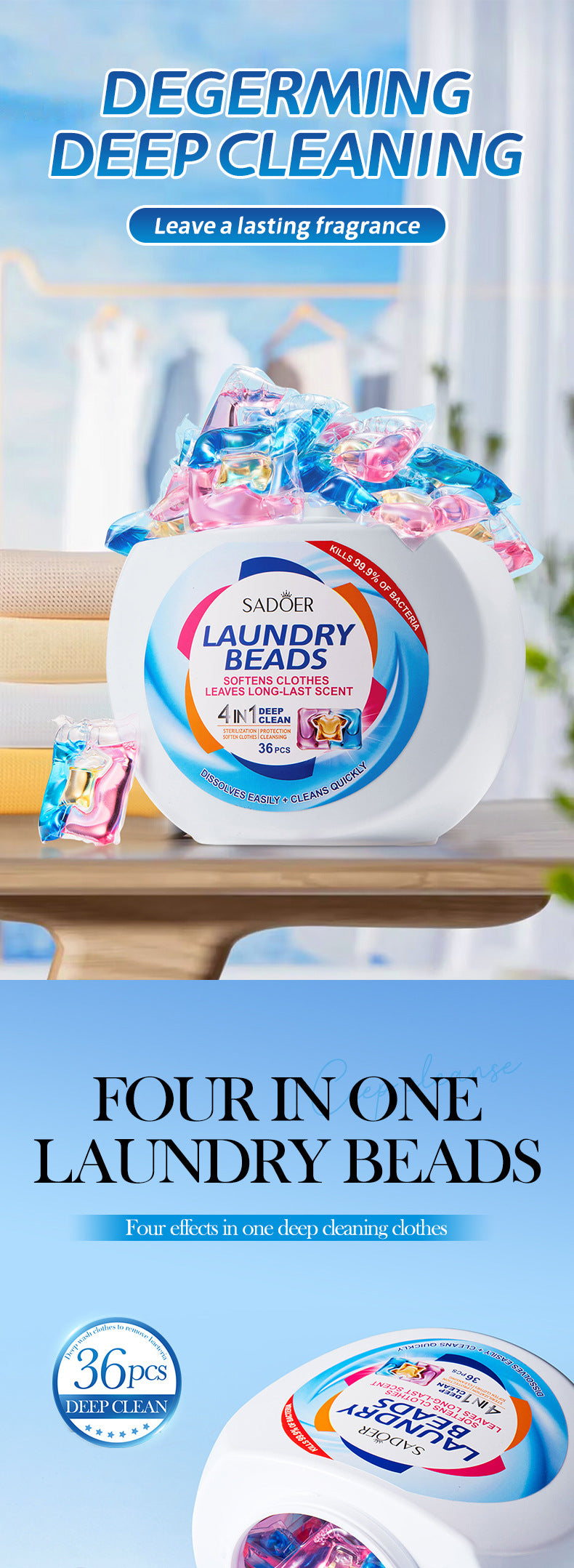 Laundry Pods SADOER Deep Cleaning Clothes Clean Laundry Detergent  Foreign Trade Wholesale