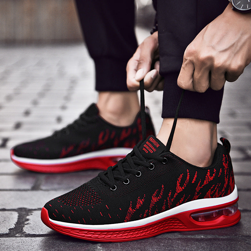 New Sports Shoes Four Seasons Casual Flyknit Breathable Cushion Running Shoes for Teenagers Ultra-light Shock-absorbing Trendy Men's Shoes
