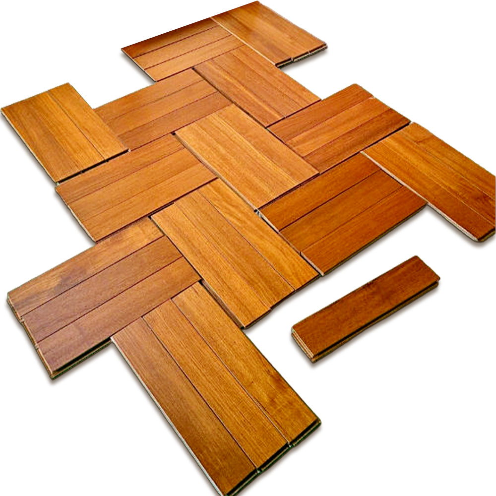 Customizable 12mm Solid Wood Engineered Teak Flooring UV Finish Three Layer Luxury Villa Hotel Basement Interior Exterior