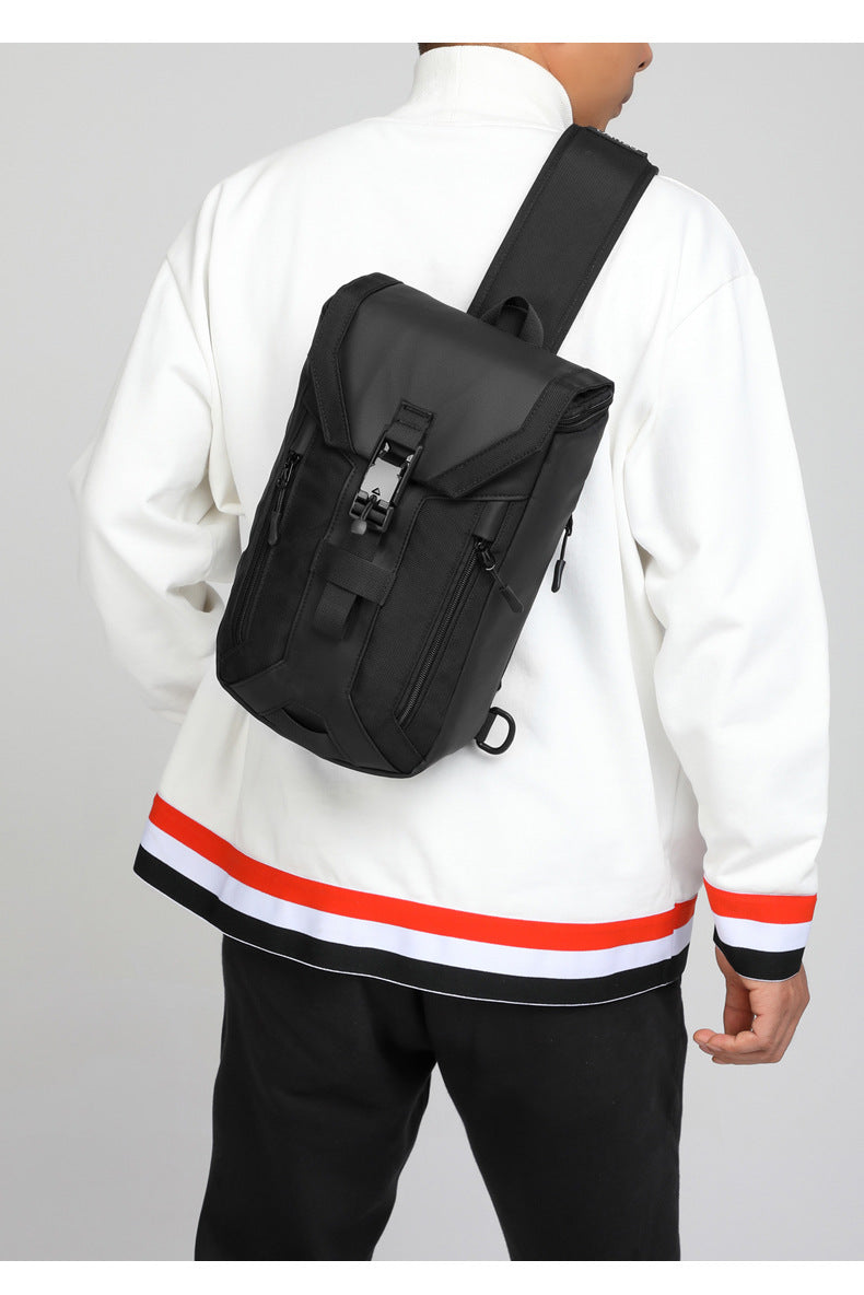 OZUKO Men's Chest Bag Trendy Brand USB Crossbody bag, water-resistant, lightweight, large capacity, single shoulder bag, outdoor chest bag
