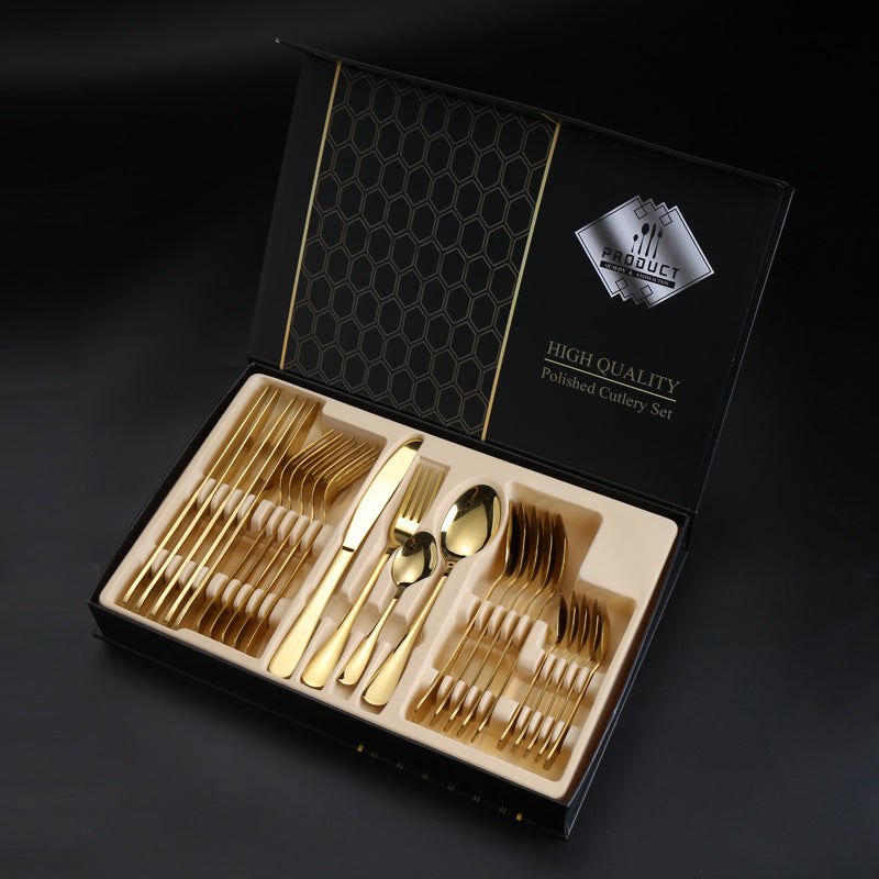 1010Cutlery Set Hotel Holiday Steak Western Food Tableware24Gift Set Wooden Box