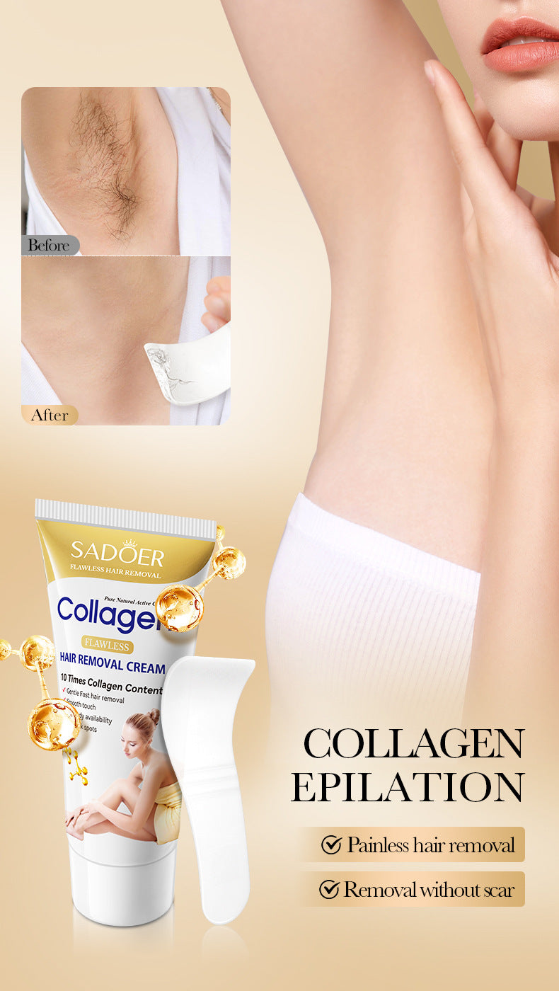 Collagen Gentle Hair Removal Cream SADOER Skin-friendly Non-irritating Underarm Hair Removal Cream  Wholesale